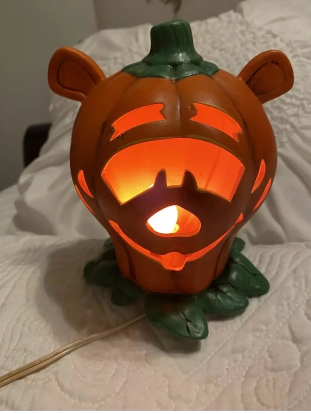 Orange Pumpkin Bear Jack-O'-Lantern Ceramic